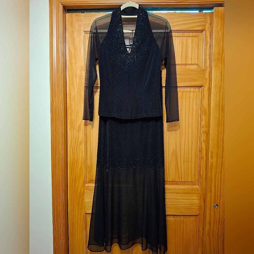 2 Piece Set Dress Elegant Black/silver